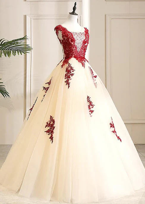 omberprom Gorgeous A-line Tulle Long Prom Dress Sweet 16 Dress with Lace Formal Gown Wholesale
