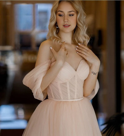 omberprom A Line Graduation Dresses Pink Homecoming Dresses Tulle Tea Length Prom Dress