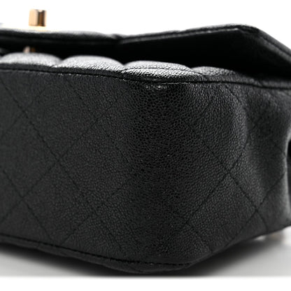 Caviar Quilted Mini Top Handle Rectangular Flap Black