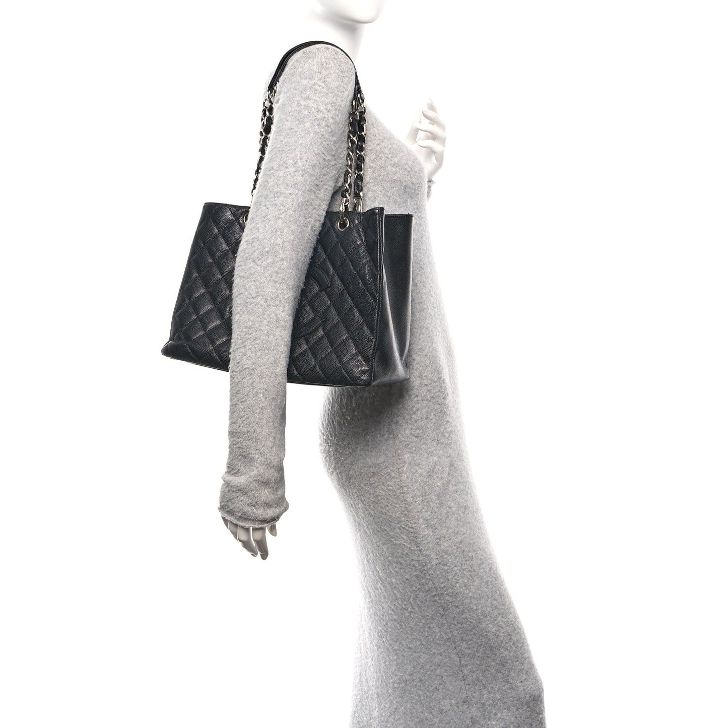 Caviar Quilted Grand Shopping Tote GST Black