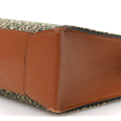Jacquard Anagram Calfskin Buckle Tote Green