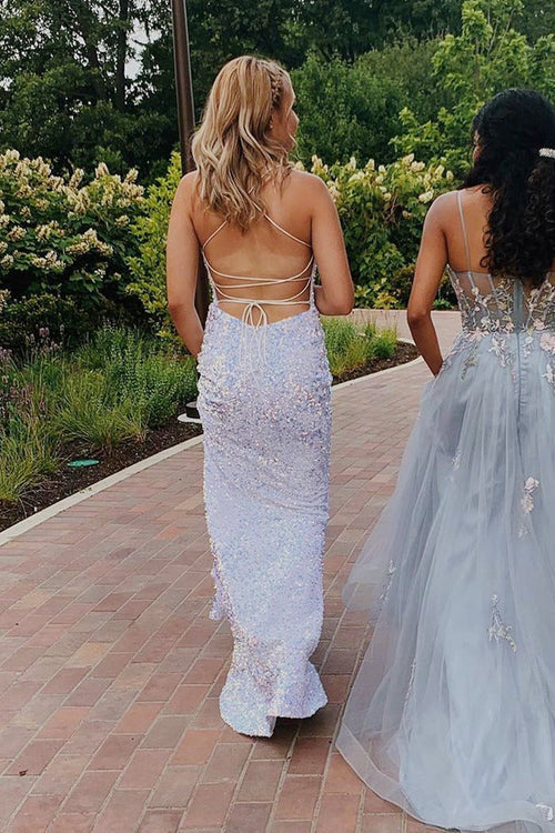 omberprom Fashion Glittering Lace-Up Mermaid Long Prom Dress