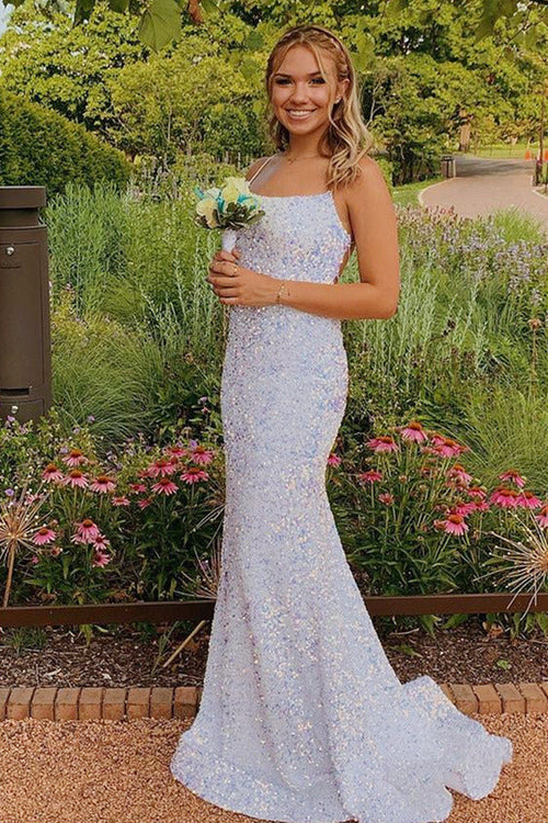 omberprom Fashion Glittering Lace-Up Mermaid Long Prom Dress