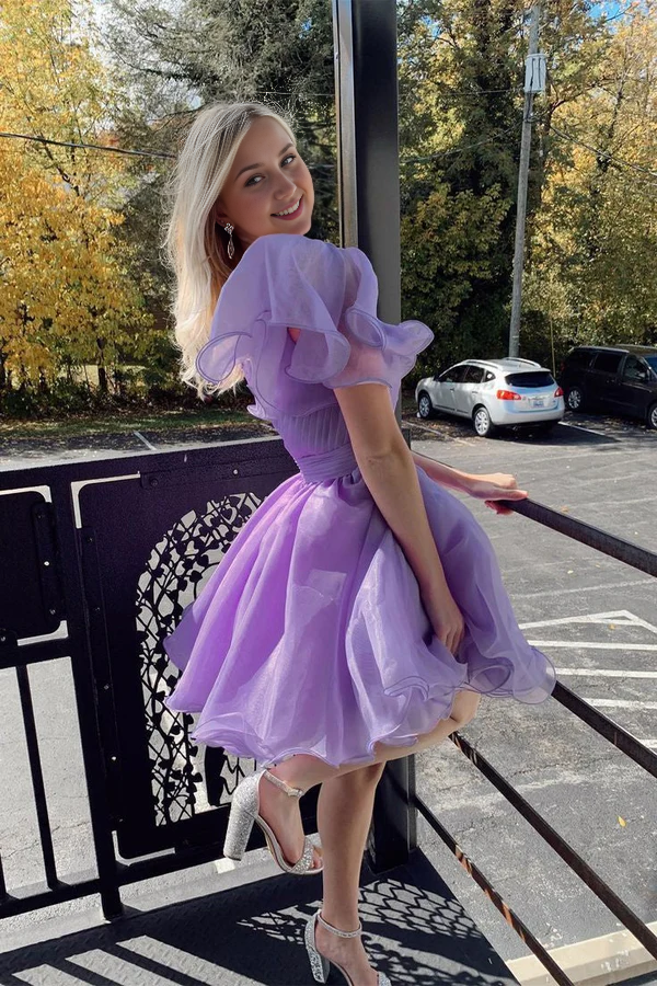 omberprom A-line Graduation Dresses One Shoulder Organza Homecoming Dress