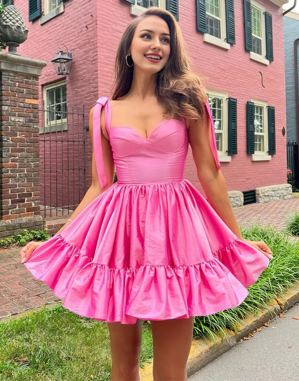 omberprom A-line Prom Dresses Sweetheart Homecoming Dress with Ruffle