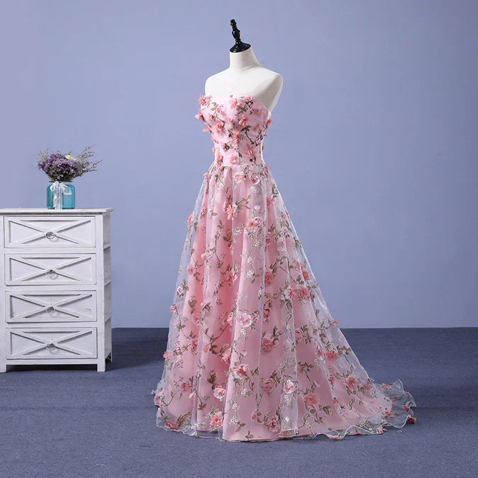 omberprom Long A-line Flowers Evening Dress Party Dress Prom Dress Off Shoulder Floor Length Wholesale