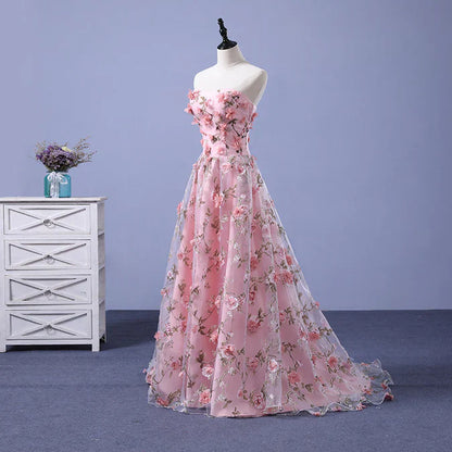 omberprom Long A-line Flowers Evening Dress Party Dress Prom Dress Off Shoulder Floor Length Wholesale