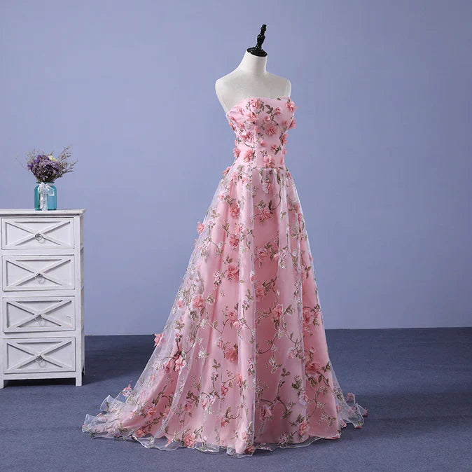 omberprom Long A-line Flowers Evening Dress Party Dress Prom Dress Off Shoulder Floor Length Wholesale