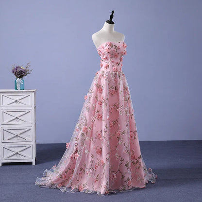 omberprom Long A-line Flowers Evening Dress Party Dress Prom Dress Off Shoulder Floor Length Wholesale