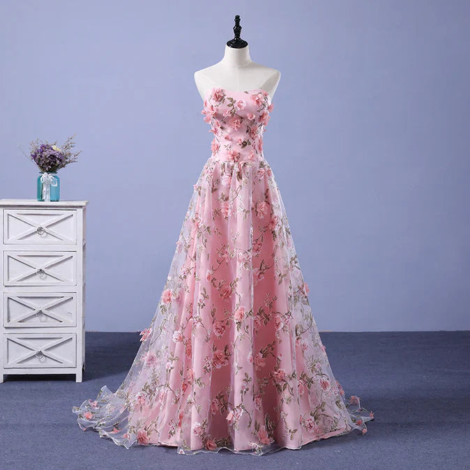 omberprom Long A-line Flowers Evening Dress Party Dress Prom Dress Off Shoulder Floor Length Wholesale
