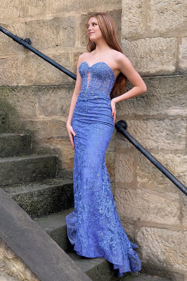 omberprom Black Evening Dress Sweetheart Lace Appliques Mermaid Long Prom Dresses