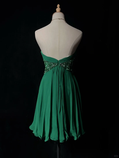 Green tube top pleated high waist sexy skirt homecoming dress R4963