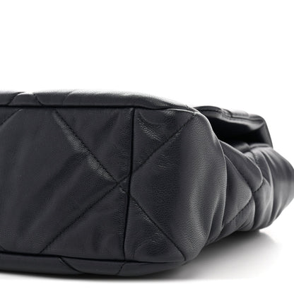 Goatskin Quilted Large Chanel 19 Flap Navy Blue