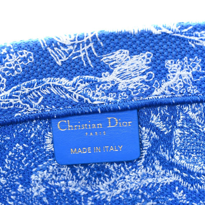 Canvas Embroidered Medium Dioriviera Toile De Jouy Book Tote Fluorescent Blue