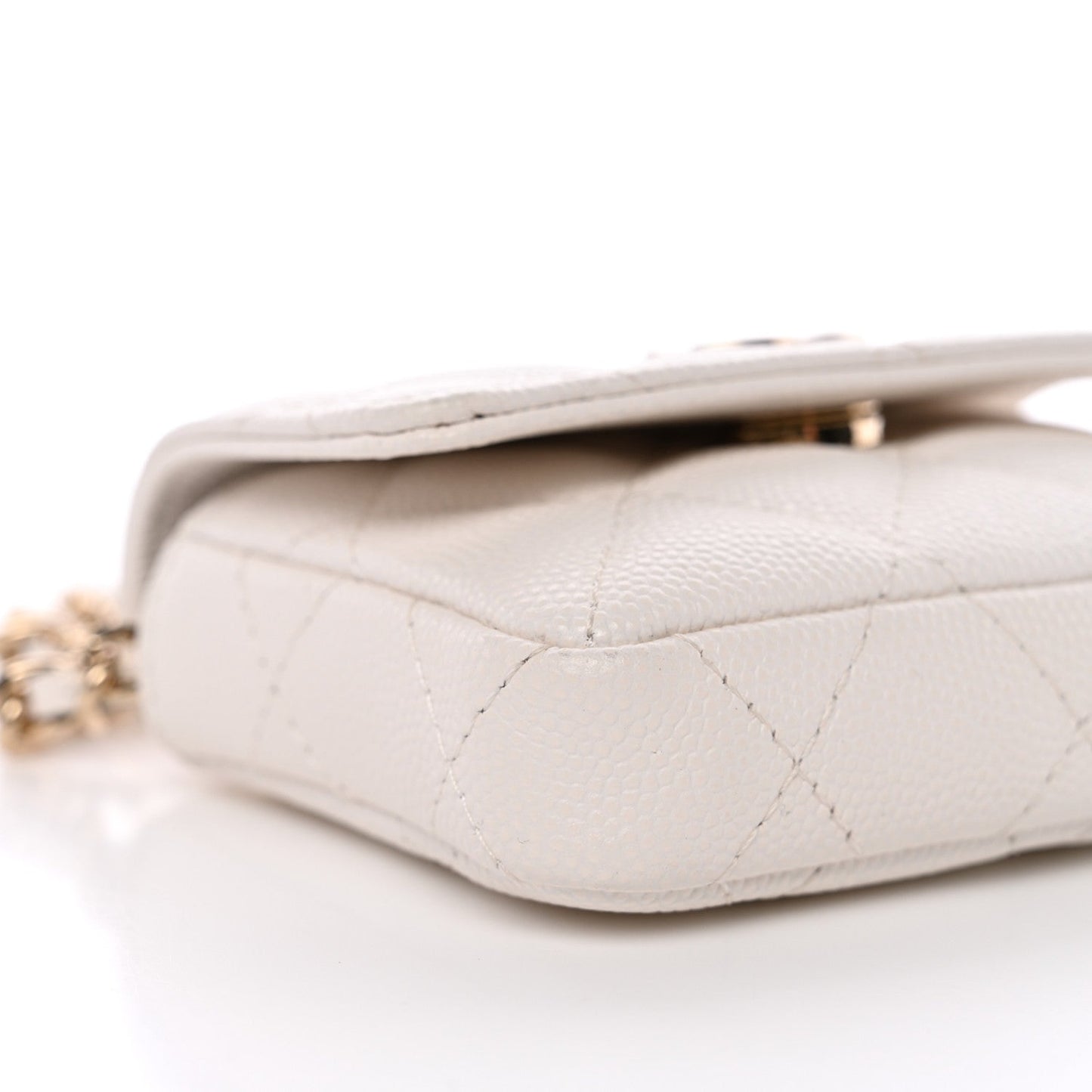 Caviar Quilted Belt Bag With Charms On Chain White