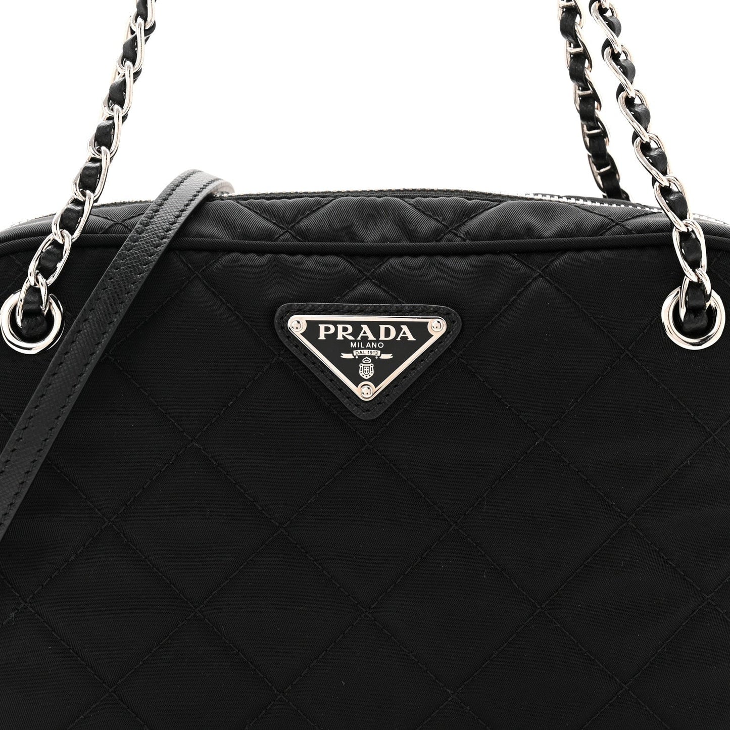 Nylon Tessuto Impuntu Quilted Bandoliera Crossbody Bag Black