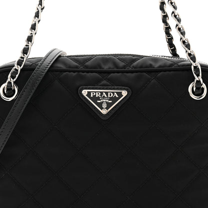 Nylon Tessuto Impuntu Quilted Bandoliera Crossbody Bag Black