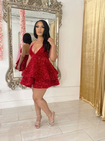 Simple 17th Birthday Dresses Sequin Birthday Outfits P284