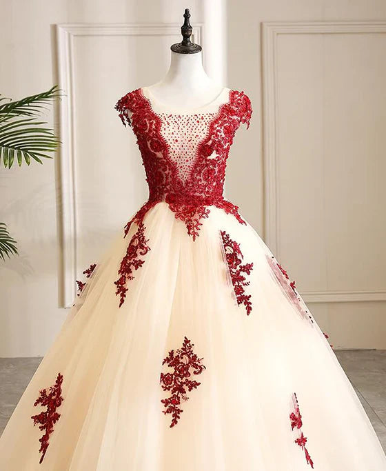 omberprom Gorgeous A-line Tulle Long Prom Dress Sweet 16 Dress with Lace Formal Gown Wholesale