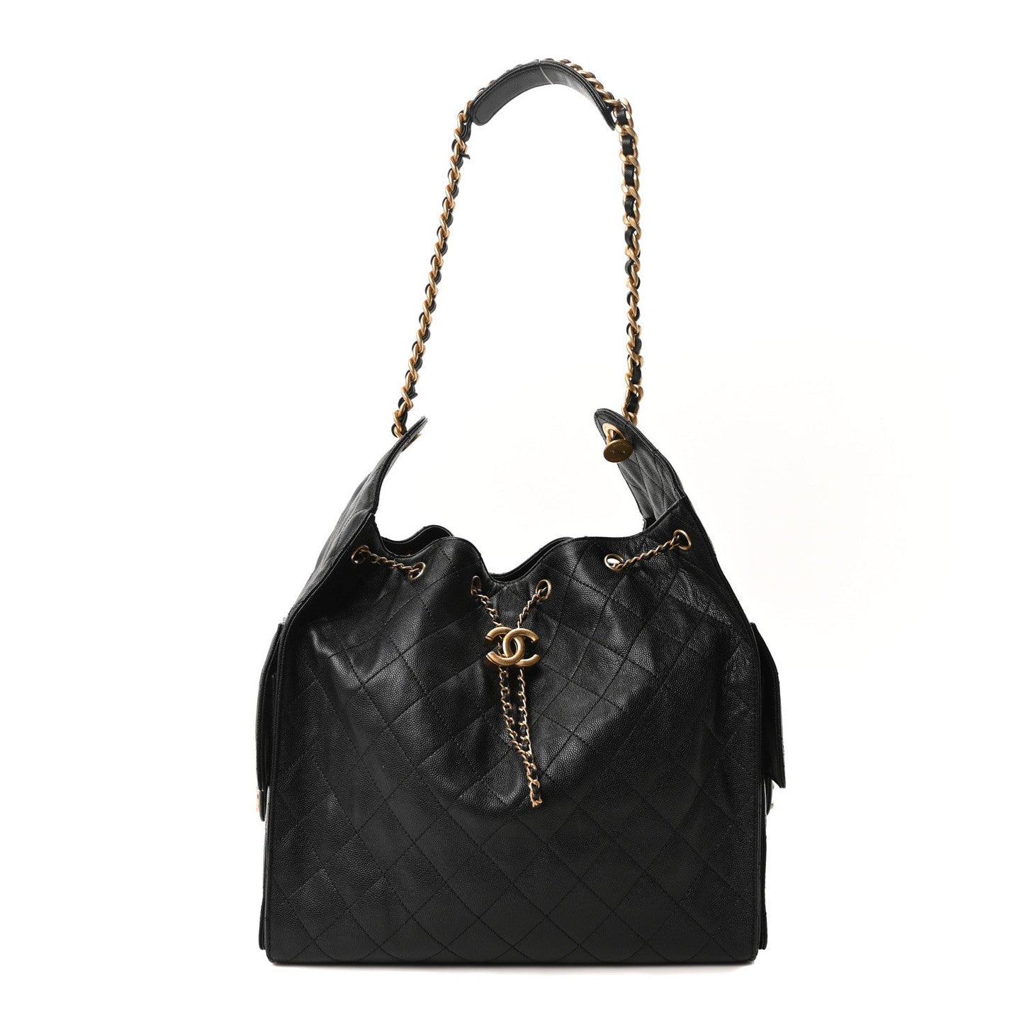 Caviar Quilted Medium Chanel 25 Handbag Black