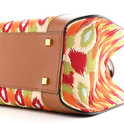Canvas Calfskin Embroidered Small Vlogo Signature Bag Multicolor Saddle Brown
