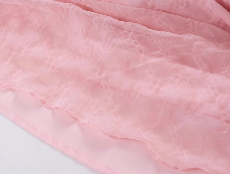 2025 Summer New French Pink Gentle Style Mermaid Princess Plaid Dress R0966
