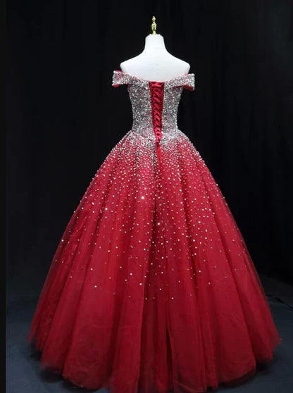 omberprom Shiny A-line Long Formal Dress Sweet 16 Dresses Off Shoulder Pretty Prom Dress Wholesale