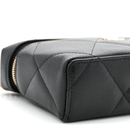 Caviar Quilted Top Handle Slim Vanity With Chain Black