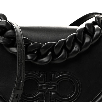 Calfskin Aura Shoulder Bag Black