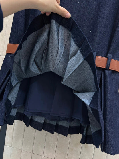 Miumiu 2026 Denim Sleeveless Dress Dark Blue Cotton 357003