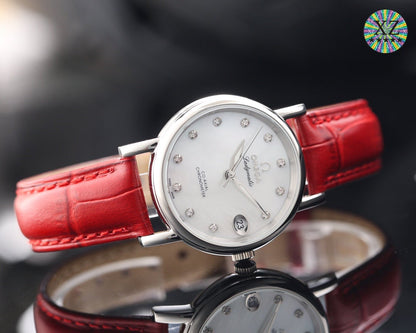 DE VILLE LADYMATIC 31MM MOP DIAL LEATHER STRAP