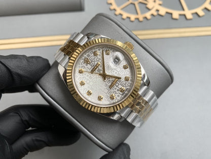 DATEJUST 41 TWO-TONE GREY DIAL DIAMOND NUMERALS