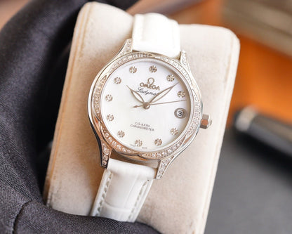 DE VILLE LADYMATIC 31MM DIAMOND BEZEL MOP DIAL