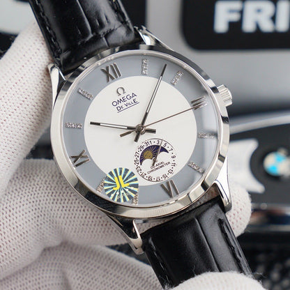 DEVILLE CHRONOMETER 40MM MOONPHASE WHITE GREY DIAL