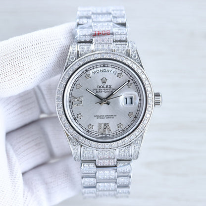 DAY-DATE 41 SILVER CUSTOM ALL DIAMOND