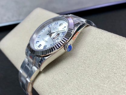 DATEJUST 41 LIGHT BLUE NUMERALS SILVER CASE