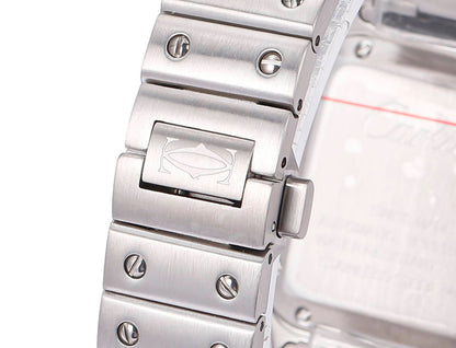 SANTOS LADY 35.1MM STEEL CASE DEEP GREEN DIAL DIAMOND BEZEL