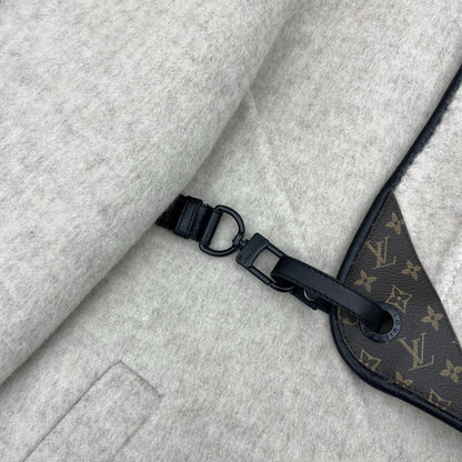LV 25FW Double-Faced Wool Coat Jacket Lambskin Edge Light Gray 311700