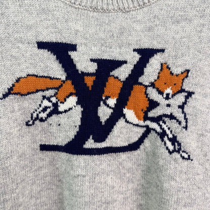 LV 25F Long-Sleeved Pullover Sweater Gray Wool 308067