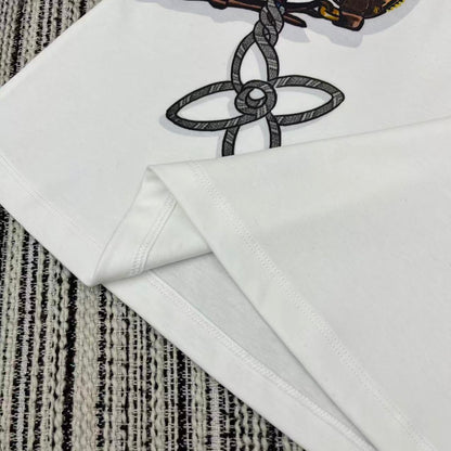 LV 25Ss Monogram 3D Crossbody Bag Metal Chain White Cotton T-Shirt