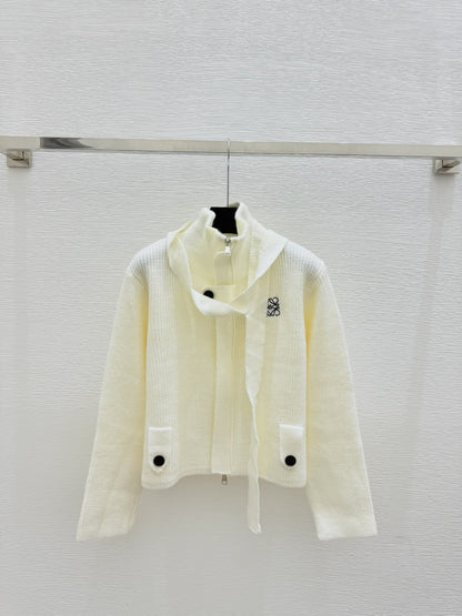 Loewe Solid Turtleneck Wool Knit Long-Sleeved Cardigan