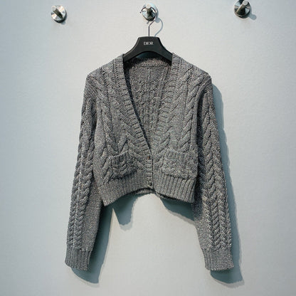 LV 25  Crochet V-Neck Trendy Button-Up Cardigan