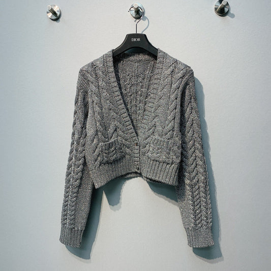 LV 25  Crochet V-Neck Trendy Button-Up Cardigan