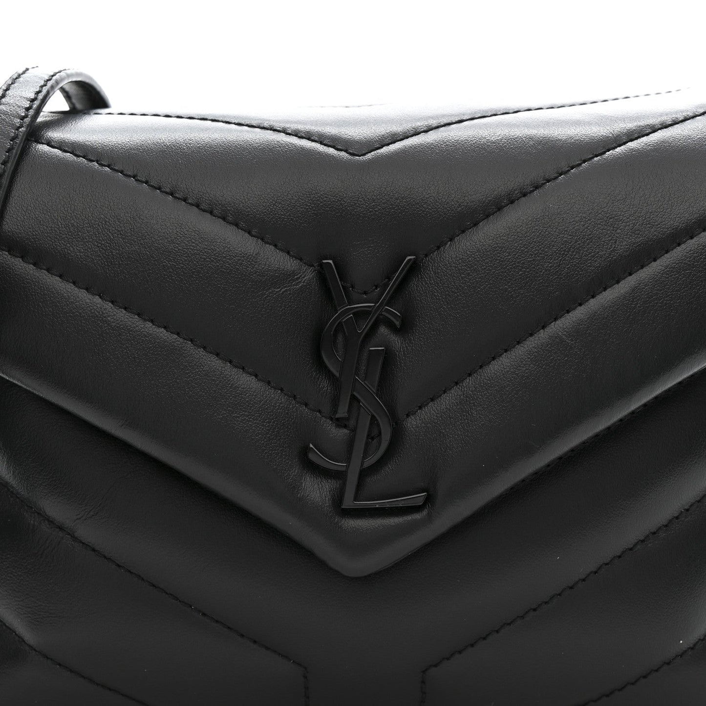 Calfskin Y Quilted Monogram Monochrome Toy Loulou Crossbody Bag Black