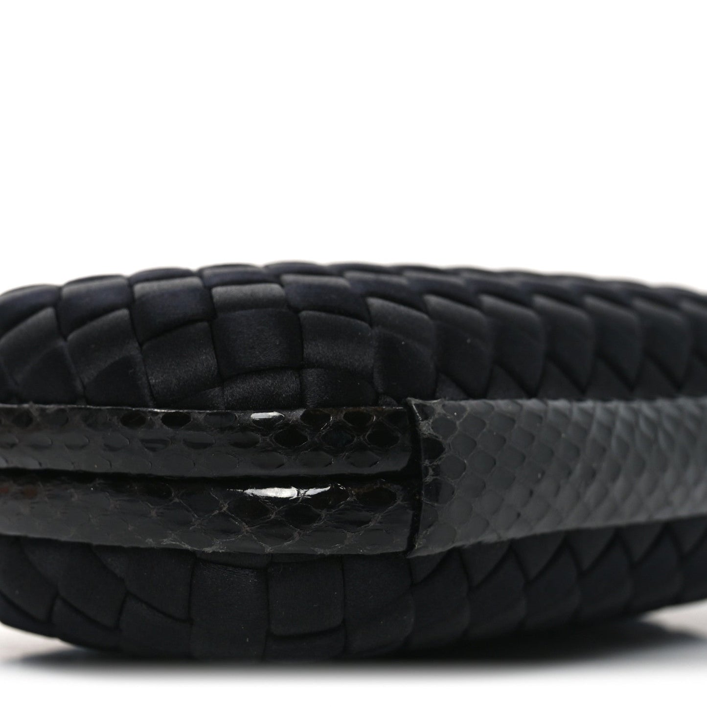 Satin Intreccio Impero Ayers Knot Clutch Black