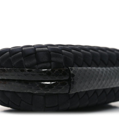 Satin Intreccio Impero Ayers Knot Clutch Black