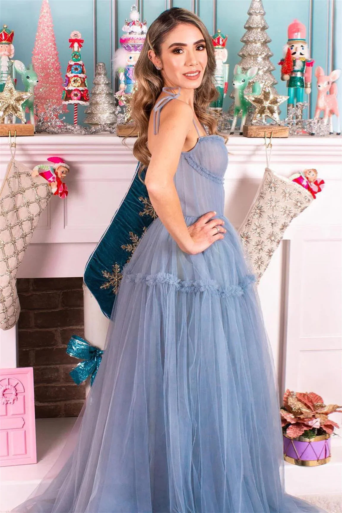 Plus Size A-Line Tulle Prom Evening Dress