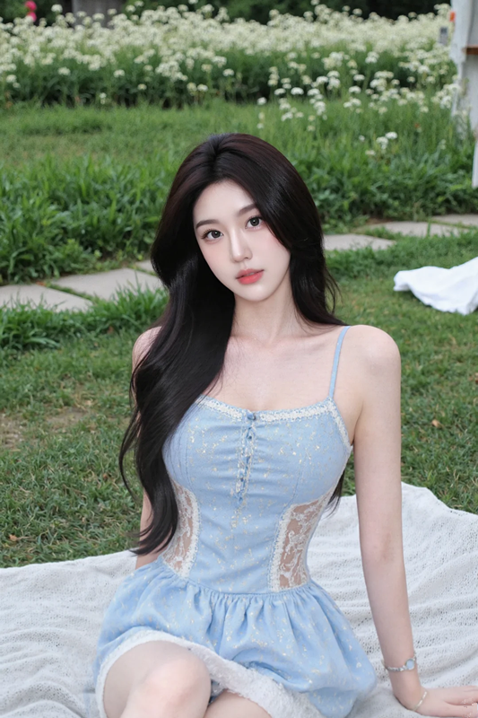 Light blue halter-neck, fitted waist, sexy short prom dress R7537