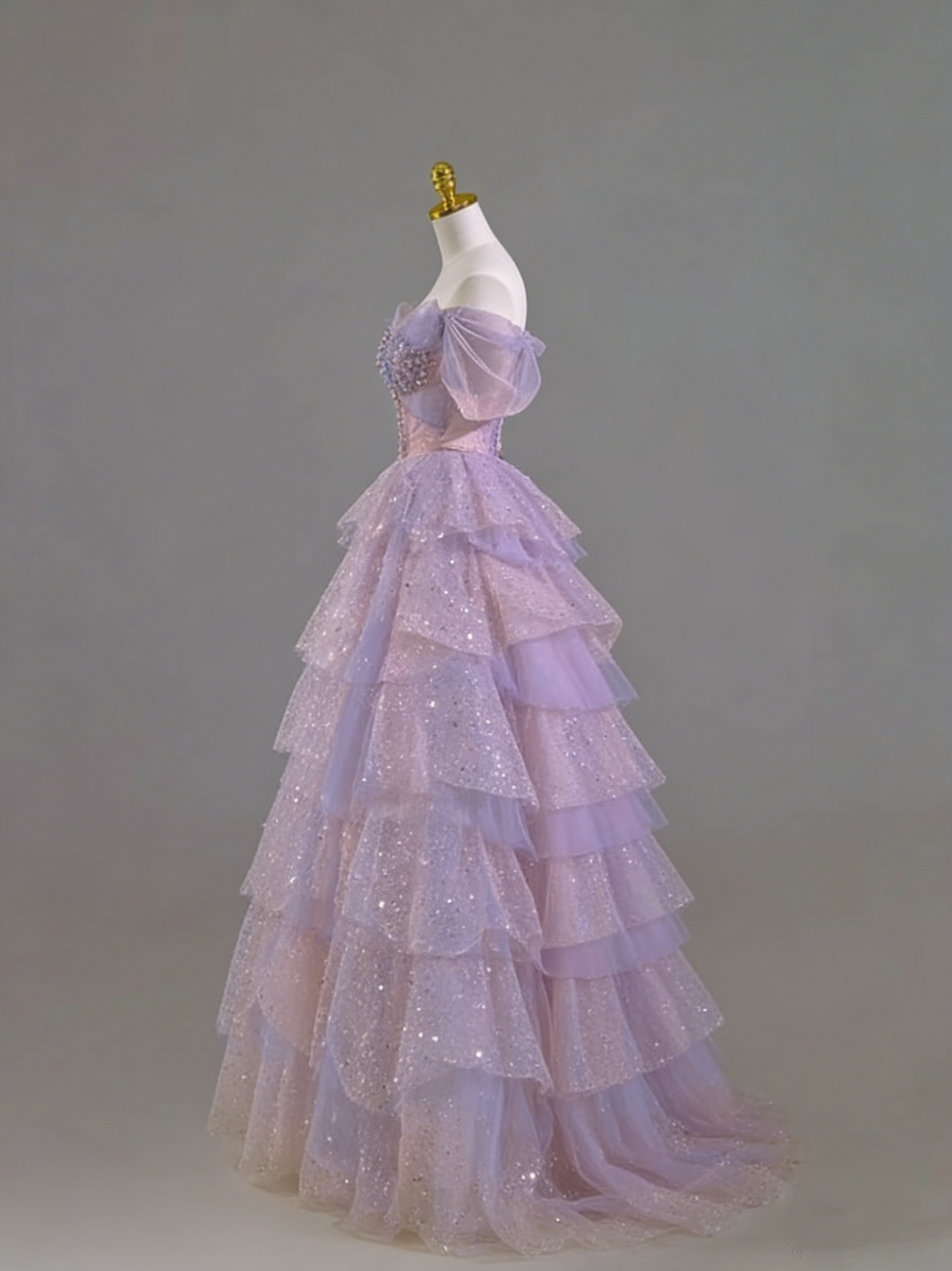 Glamorous Purple A-line Multi-layered Tulle Prom Dress,18th Birthday Dress Y5867