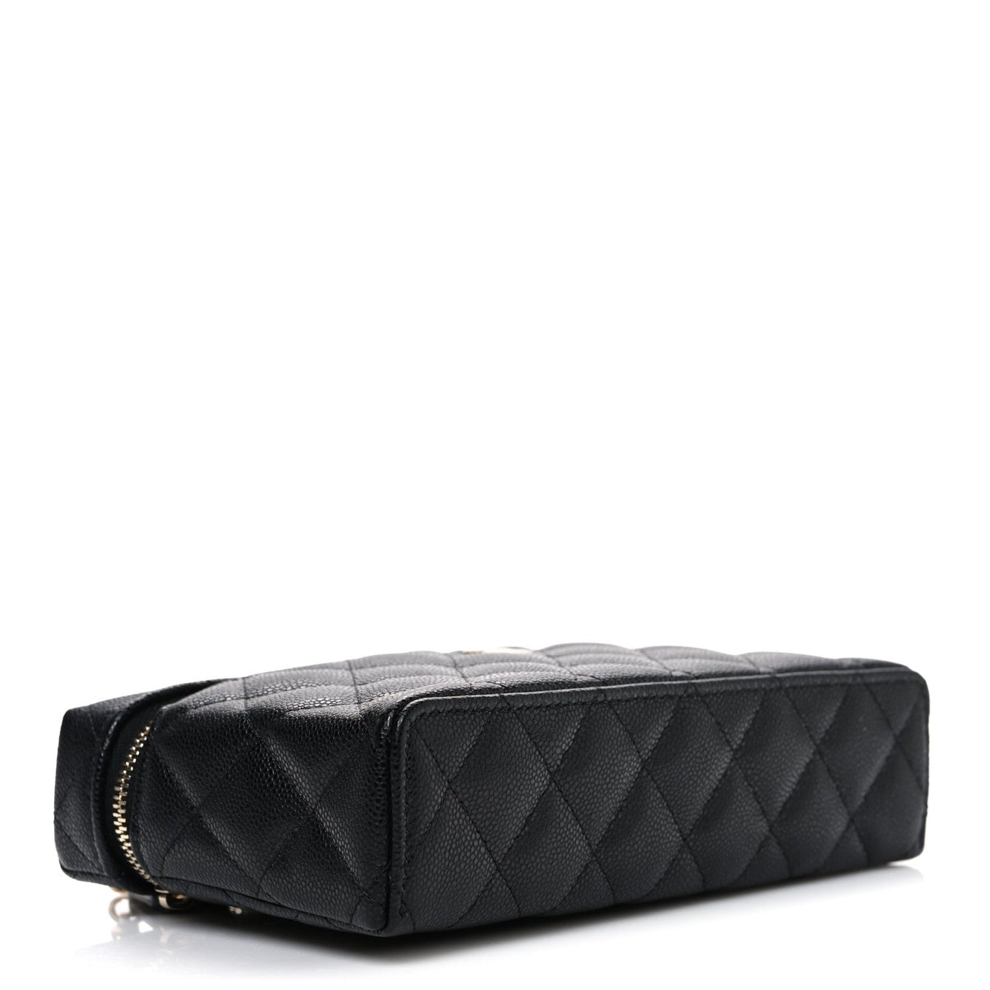 Caviar Quilted Top Handle Slim Vanity With Chain Black